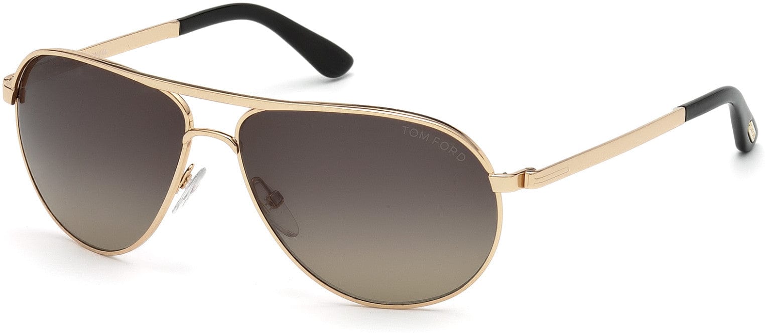 Tom Ford FT0144 Marko Pilot Sunglasses 28D-28D - Shiny Rose Gold / Polarized Grey Lenses