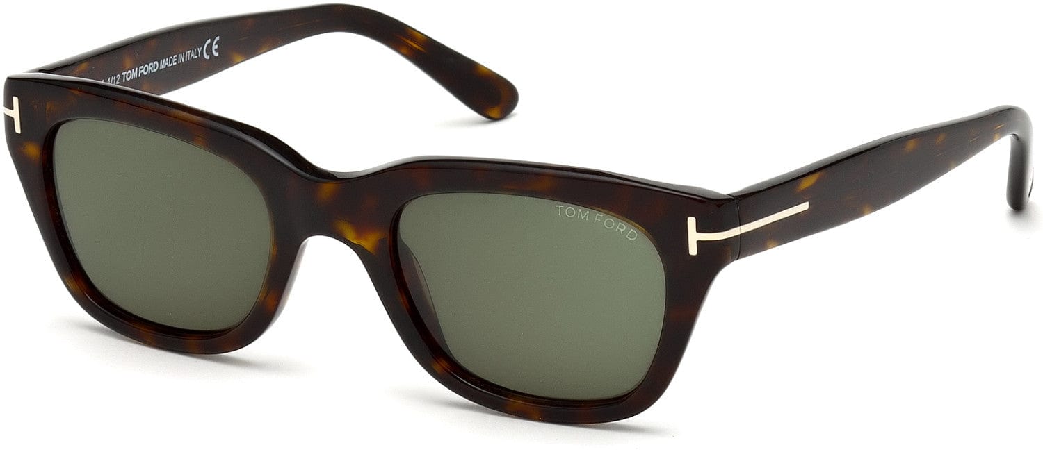 Tom Ford FT0237 Snowdon Geometric Sunglasses 05V-52N - Shiny Dark Havana/ Green Lenses - Featured In James Bond Spectre