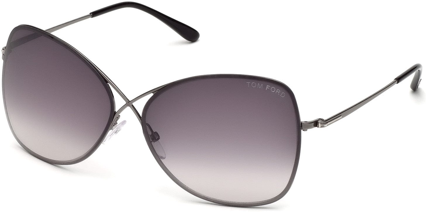 Tom Ford FT0250 Colette Butterfly Sunglasses 08C-08C - Shiny Gunmetal, Black Temple Tips / Gradient Grey Lenses