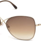Tom Ford FT0250 Colette Butterfly Sunglasses 28F-28F - Shiny Rose Gold, Dark Brown Temple Tips / Gradient Brown Lenses