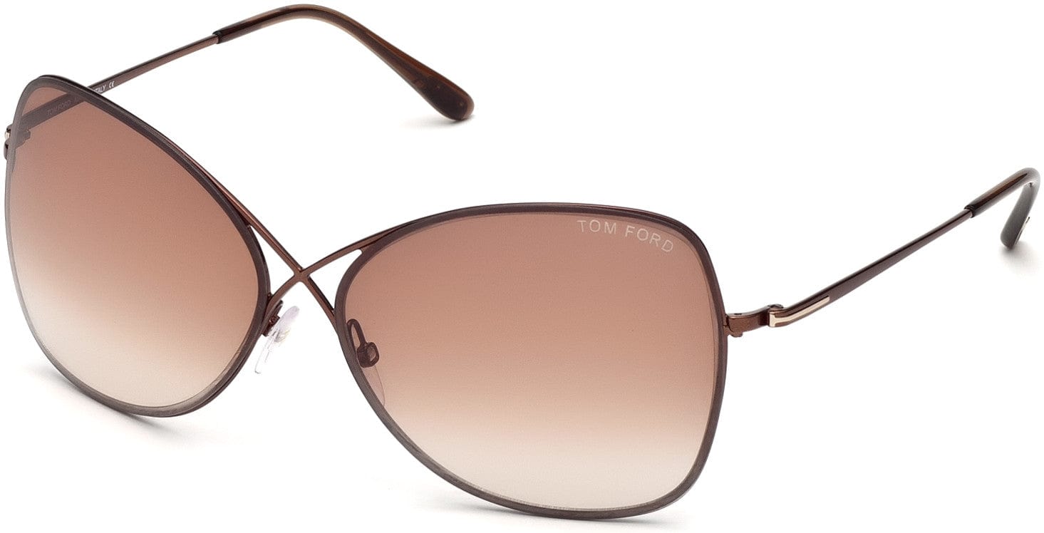 Tom Ford FT0250 Colette Butterfly Sunglasses 48F-48F - Shiny Brown, Transparent Brown Temple Tips / Gradient Brown Lenses