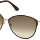 Tom Ford FT0320 Penelope Round Sunglasses 28F-28F - Shiny Rose Gold, Shiny Dark Brown Coating / Gradient Brown Lenses