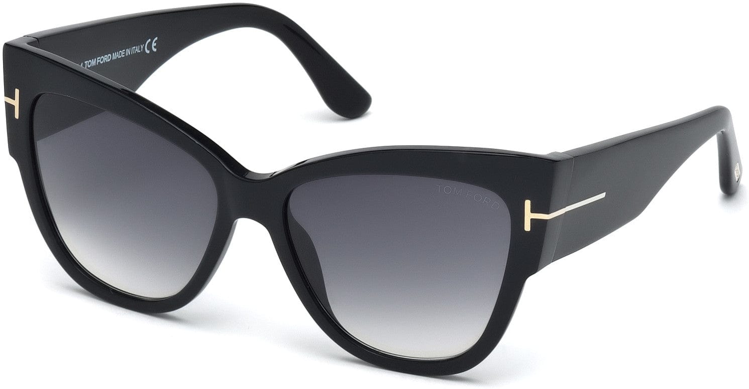 Tom Ford FT0371 Anoushka Butterfly Sunglasses 01B-01B - Shiny Black / Gradient Grey Lenses