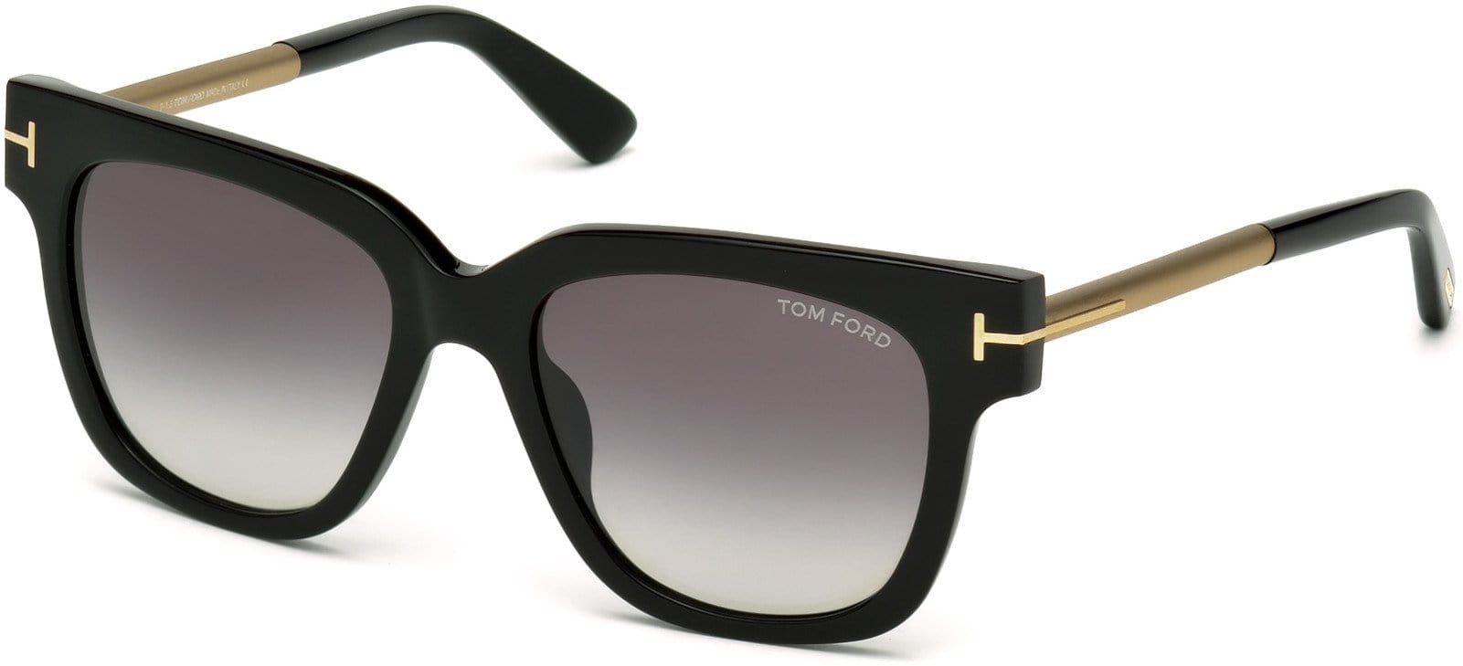 Tom Ford FT0436 Tracy Geometric Sunglasses 01B-01B - Shiny Black  / Gradient Smoke