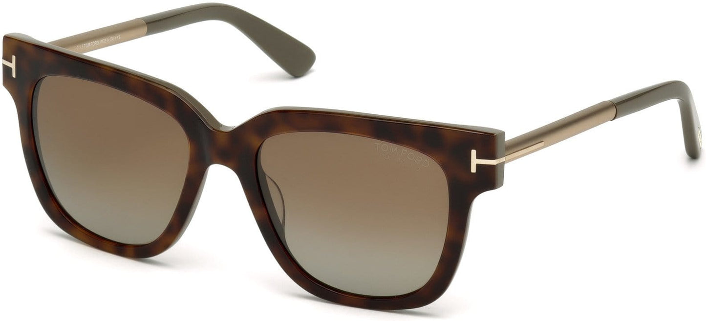 Tom Ford FT0436 Tracy Geometric Sunglasses 56H-56H - Havana/other / Brown Polarized