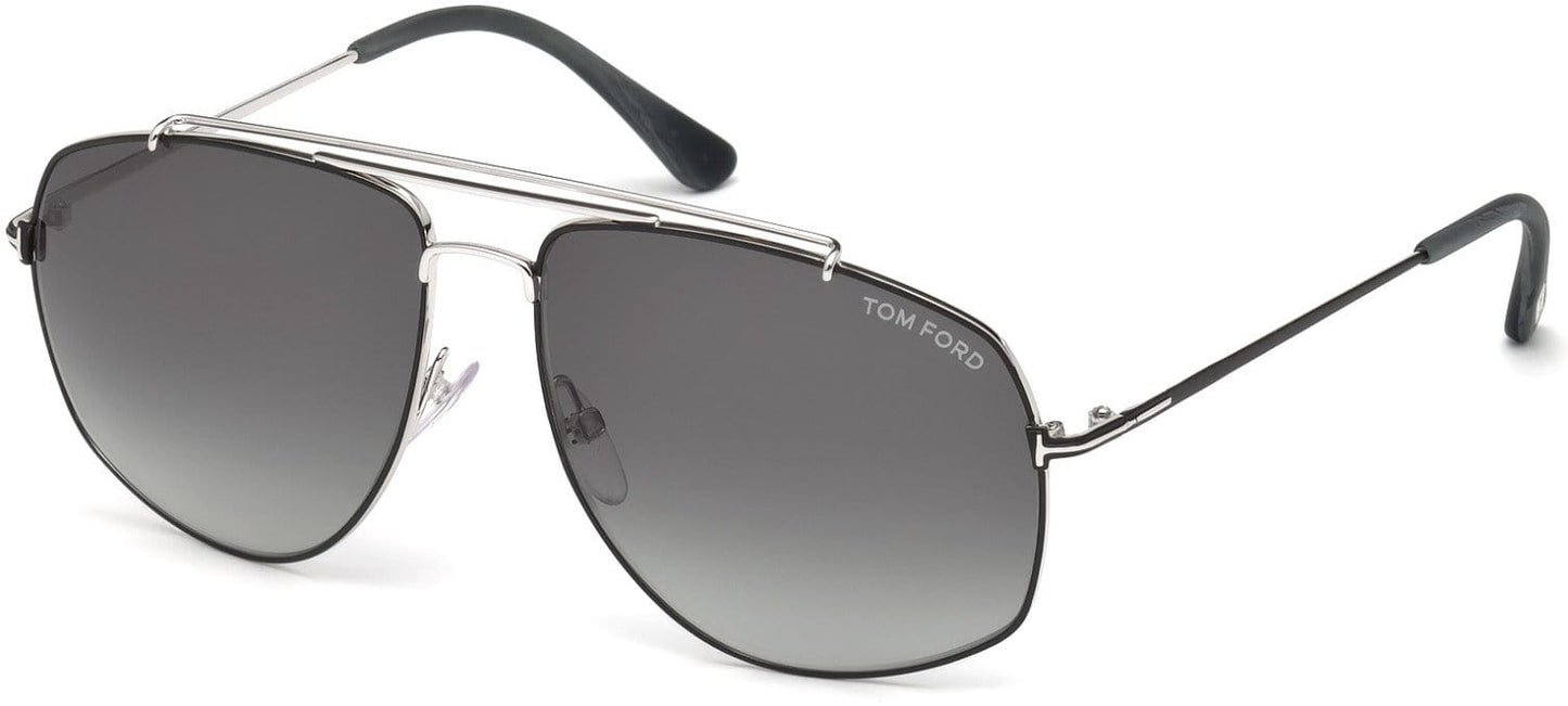 Tom Ford FT0496 Georges Geometric Sunglasses 18A-18A - Shiny Rhodium / Smoke