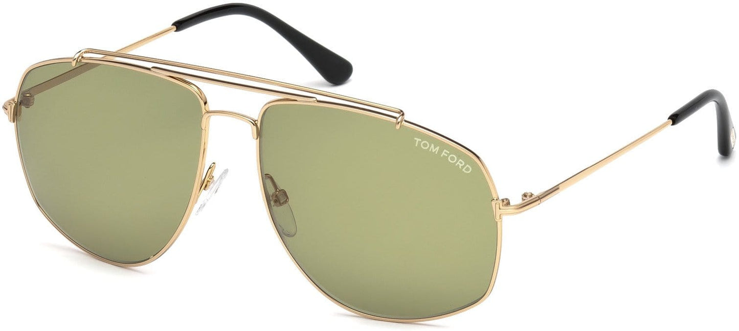 Tom Ford FT0496 Georges Geometric Sunglasses 28N-28N - Shiny Rose Gold / Green