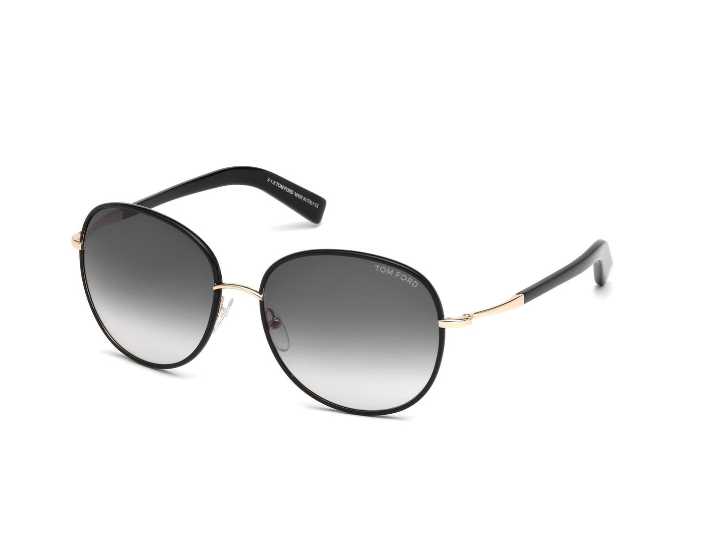 Tom Ford FT0498 Georgia Geometric Sunglasses 01B-01B - Shiny Rose Gold, Shiny Black / Gradient Smoke Lenses