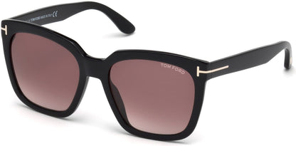 Tom Ford FT0502-F Amarra Geometric Sunglasses 01T-01T - Shiny Black  / Gradient Bordeaux