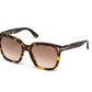 Tom Ford FT0502 Amarra Geometric Sunglasses 52F-52F - Shiny Dark Havana / Gradient Brown Lenses