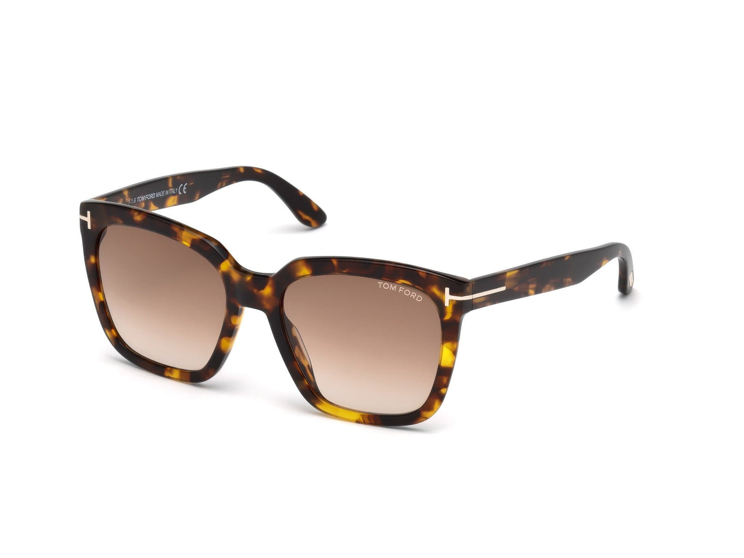 Tom Ford FT0502 Amarra Geometric Sunglasses 52F-52F - Shiny Dark Havana / Gradient Brown Lenses
