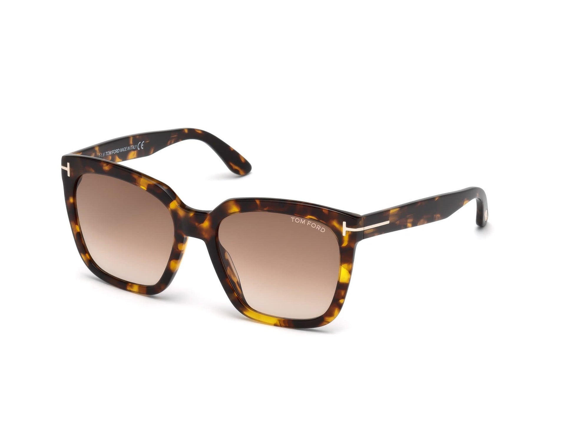 Tom Ford FT0502 Amarra Geometric Sunglasses 52F-52F - Shiny Dark Havana / Gradient Brown Lenses