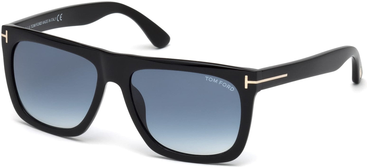 Tom Ford FT0513 Morgan Geometric Sunglasses 01W-01W - Shiny Black / Gradient Blue Lenses