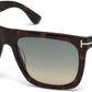 Tom Ford FT0513 Morgan Geometric Sunglasses 52W-52W - Shiny Dark Havana / Gradient Turquoise-To-Sand Lenses