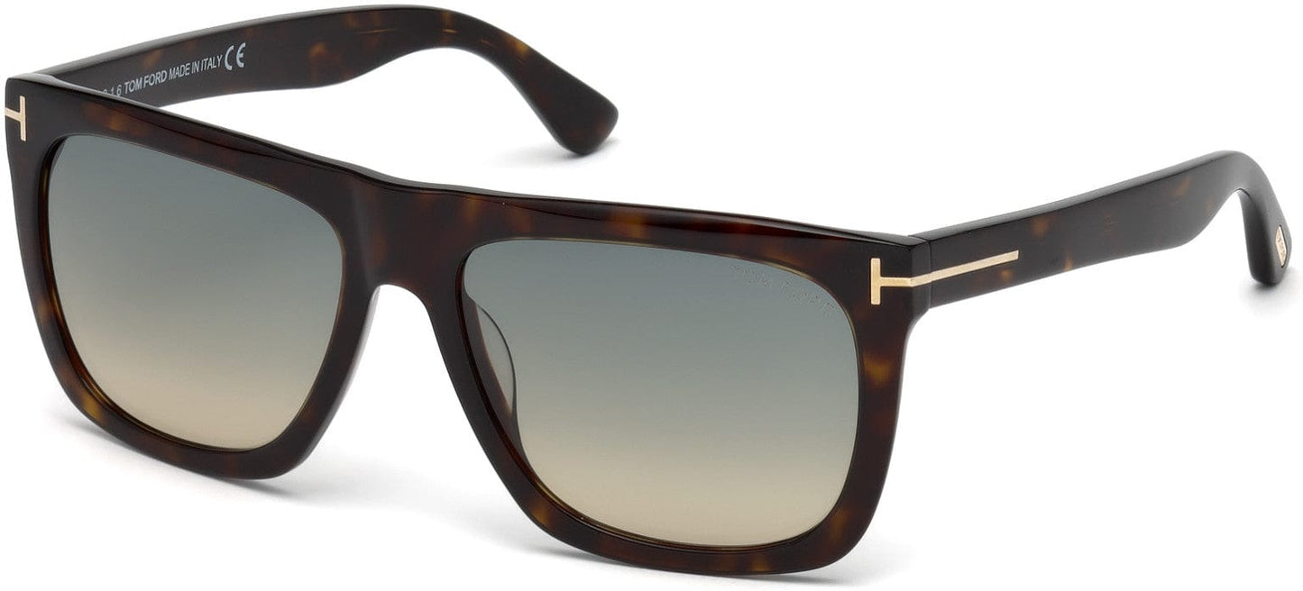 Tom Ford FT0513 Morgan Geometric Sunglasses 52W-52W - Shiny Dark Havana / Gradient Turquoise-To-Sand Lenses