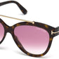 Tom Ford FT0518 Livia Geometric Sunglasses 52Z-52Z - Dark Havana / Gradient Or Mirror Violet