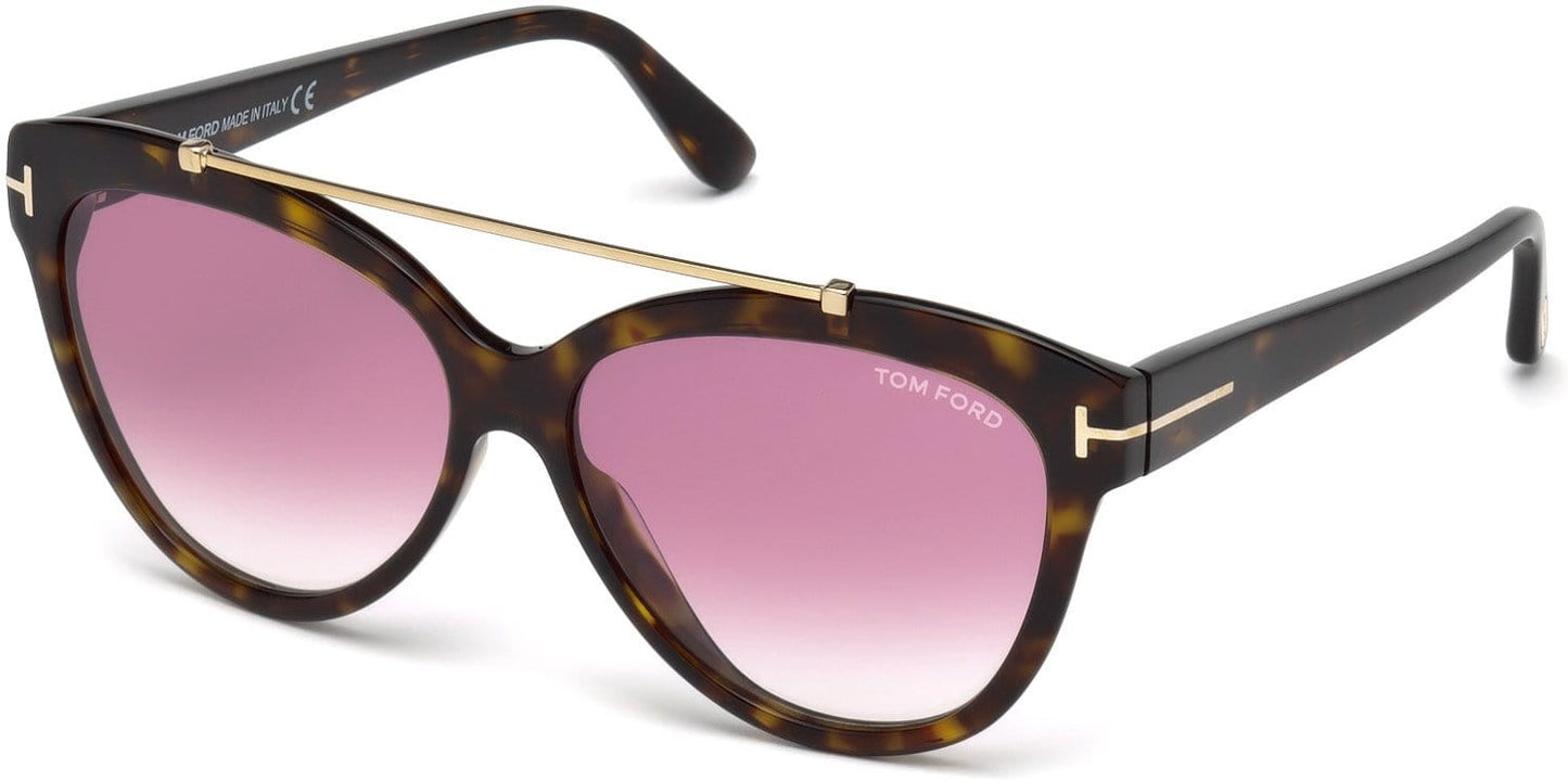 Tom Ford FT0518 Livia Geometric Sunglasses 52Z-52Z - Dark Havana / Gradient Or Mirror Violet