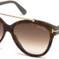Tom Ford FT0518 Livia Geometric Sunglasses 53F-53F - Blonde Havana / Gradient Brown