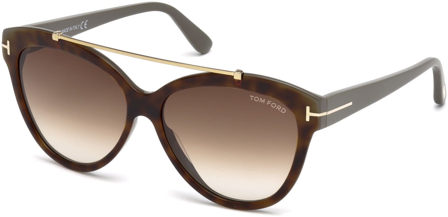 Tom Ford FT0518 Livia Geometric Sunglasses 53F-53F - Blonde Havana / Gradient Brown