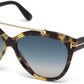 Tom Ford FT0518 Livia Geometric Sunglasses 56W-56W - Havana/other / Gradient Blue
