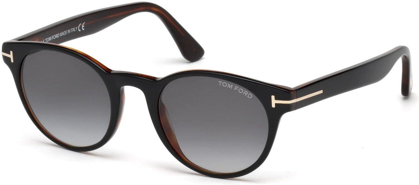 Tom Ford FT0522 Palmer Round Sunglasses 05B-05B - Black/other / Gradient Smoke