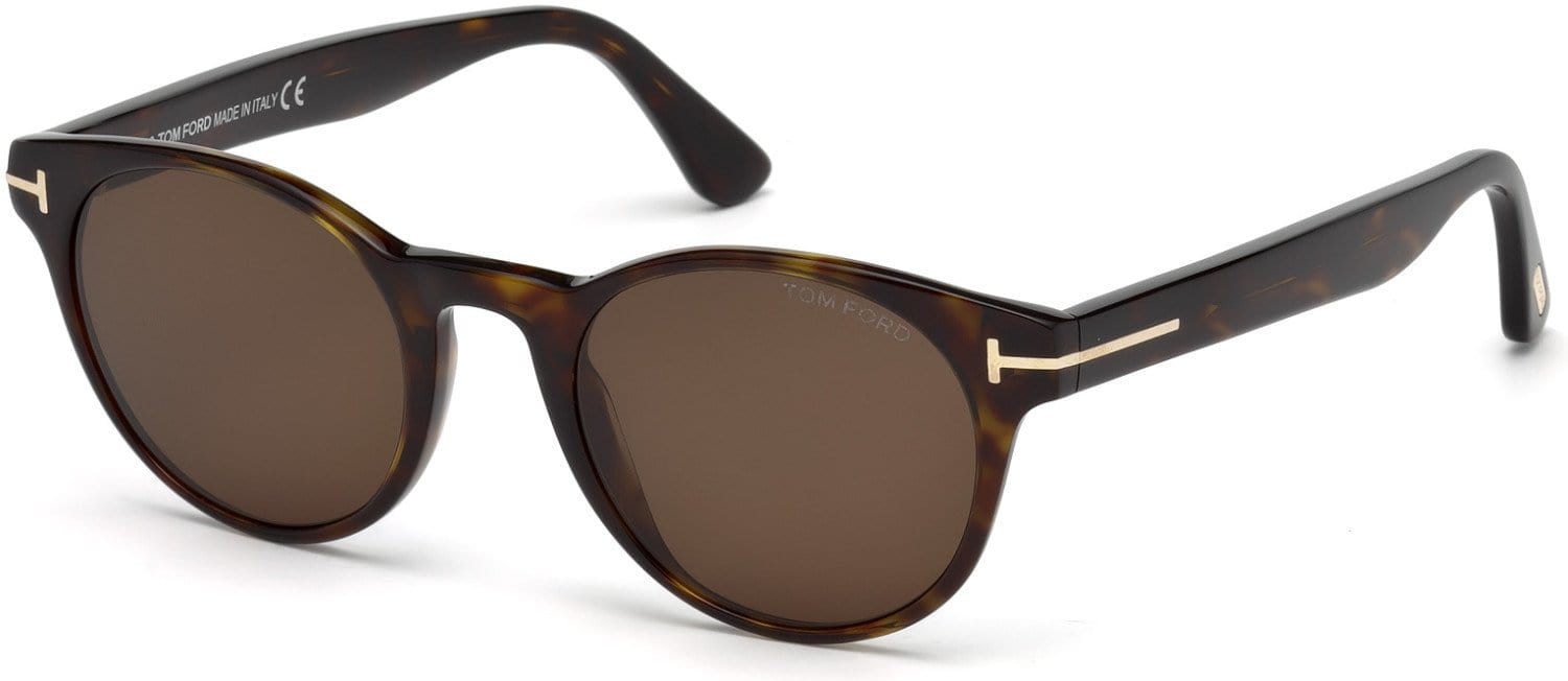 Tom Ford FT0522 Palmer Round Sunglasses 52E-52E - Dark Havana / Brown