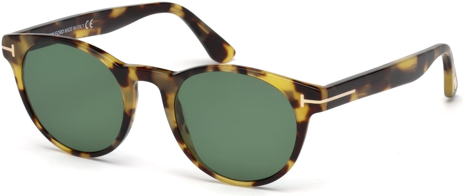Tom Ford FT0522 Palmer Round Sunglasses 56N-56N - Havana/other / Green