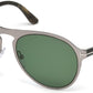 Tom Ford FT0525 Bradburry Pilot Sunglasses 14N-14N - Shiny Light Ruthenium / Green