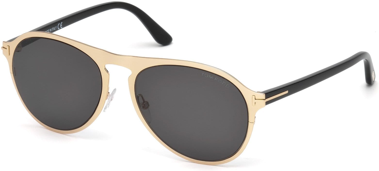 Tom Ford FT0525 Bradburry Pilot Sunglasses 28A-28A - Shiny Rose Gold / Smoke