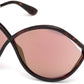 Tom Ford FT0528 Liora Geometric Sunglasses 52Z-52Z - Dark Havana / Gradient Or Mirror Violet