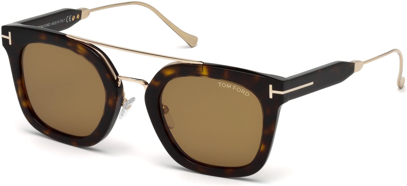 Tom Ford FT0541 Alex-02 Geometric Sunglasses 52E-52E - Dark Havana / Brown