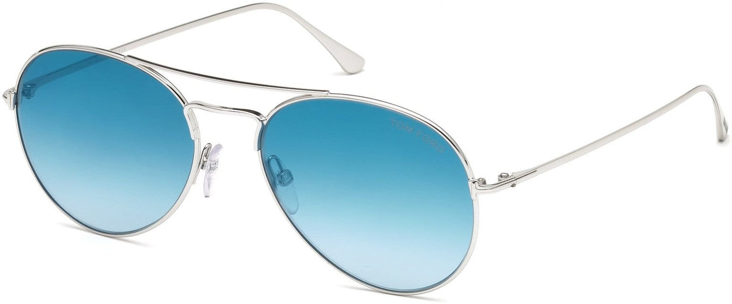 Tom Ford FT0551 Ace-02 Pilot Sunglasses 18X-18X - Shiny Rhodium / Blu Mirror