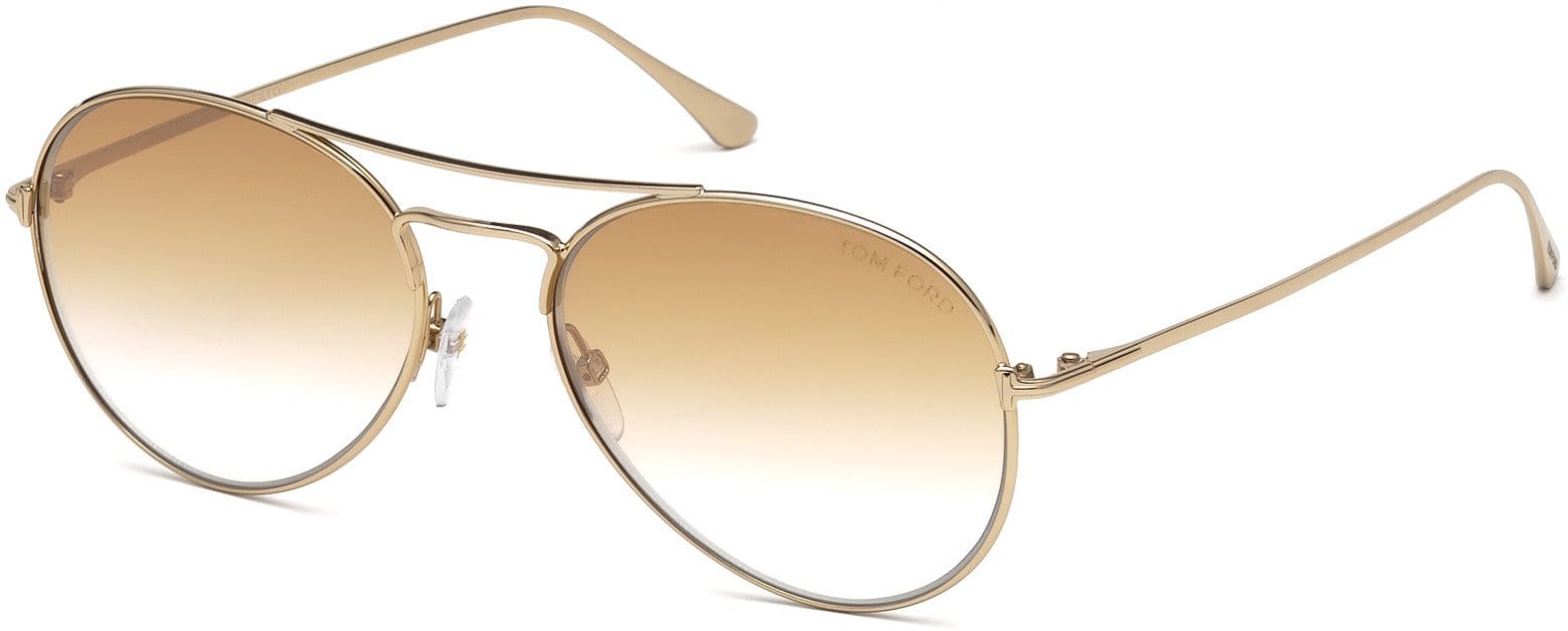 Tom Ford FT0551 Ace-02 Pilot Sunglasses 28G-28G - Shiny Rose Gold / Brown Mirror