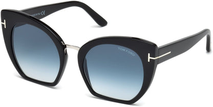 Tom Ford FT0553 Samantha-02 Cat Sunglasses 01W-01W - Shiny Black  / Gradient Blue