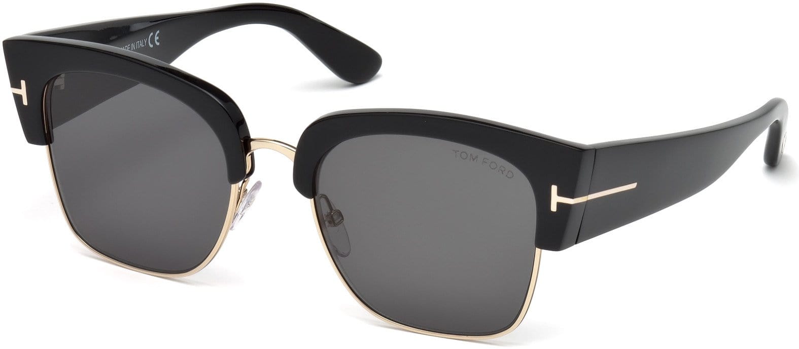 Tom Ford FT0554 Dakota-02 Geometric Sunglasses 01A-01A - Shiny Black  / Smoke