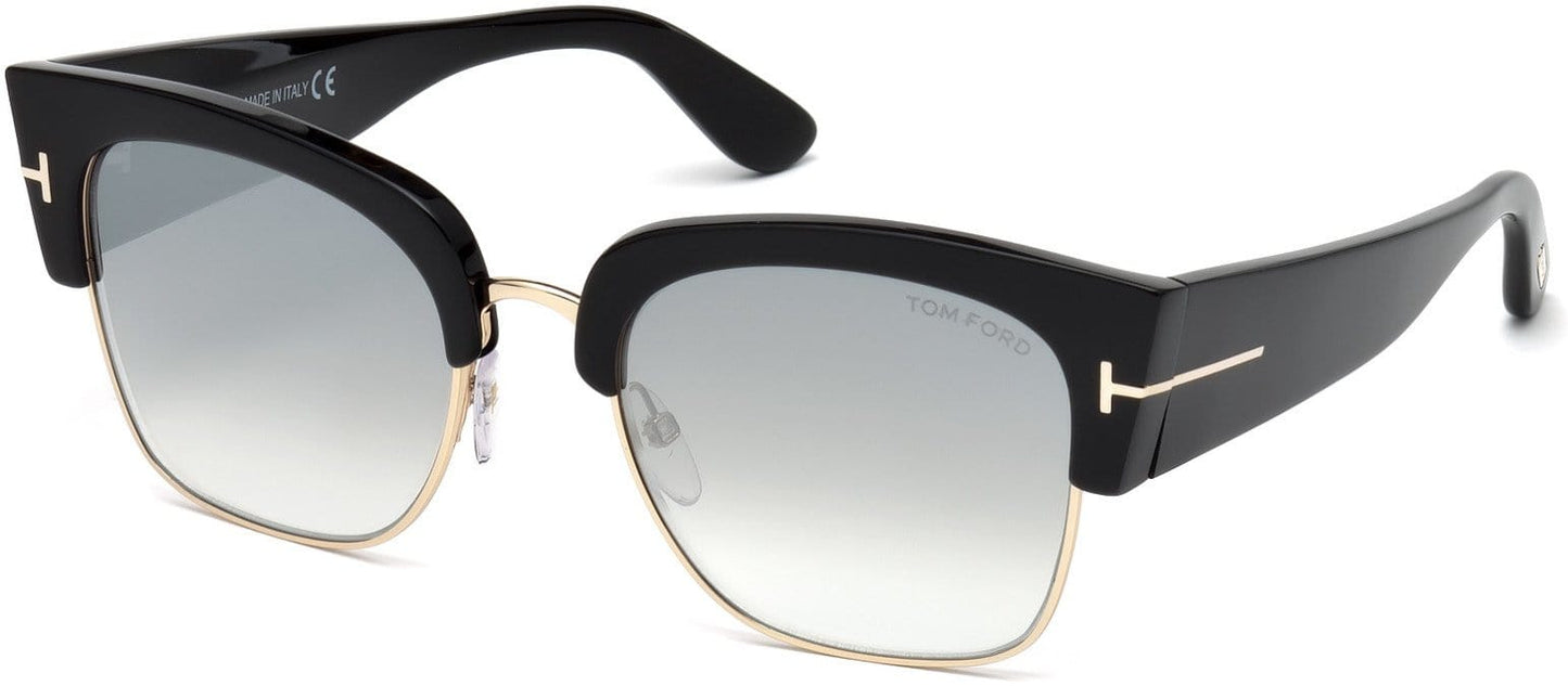 Tom Ford FT0554 Dakota-02 Geometric Sunglasses 01C-01C - Shiny Black  / Smoke Mirror