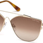 Tom Ford FT0563 Jacquelyn-02 Cat Sunglasses 28G-28G - Shiny Rose Gold / Brown Mirror