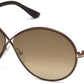 Tom Ford FT0564 Rania-02 Oval Sunglasses 48G-48G - Shiny Dark Brown / Brown Mirror
