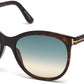 Tom Ford FT0568 Geraldine-02 Oval Sunglasses 52P-52P - Dark Havana / Gradient Green