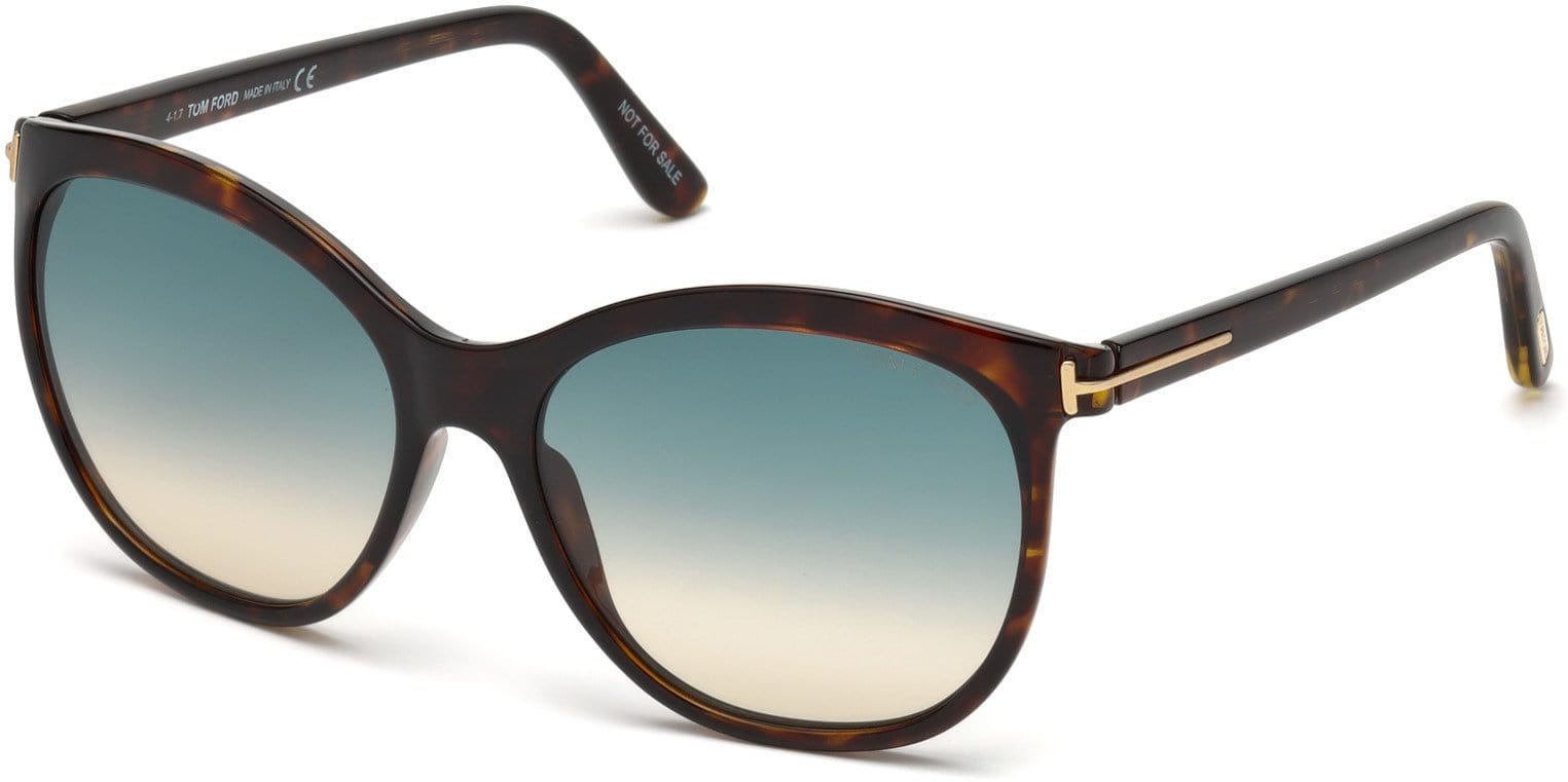 Tom Ford FT0568 Geraldine-02 Oval Sunglasses 52P-52P - Dark Havana / Gradient Green