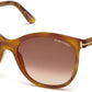Tom Ford FT0568 Geraldine-02 Oval Sunglasses 53G-53G - Blonde Havana / Brown Mirror