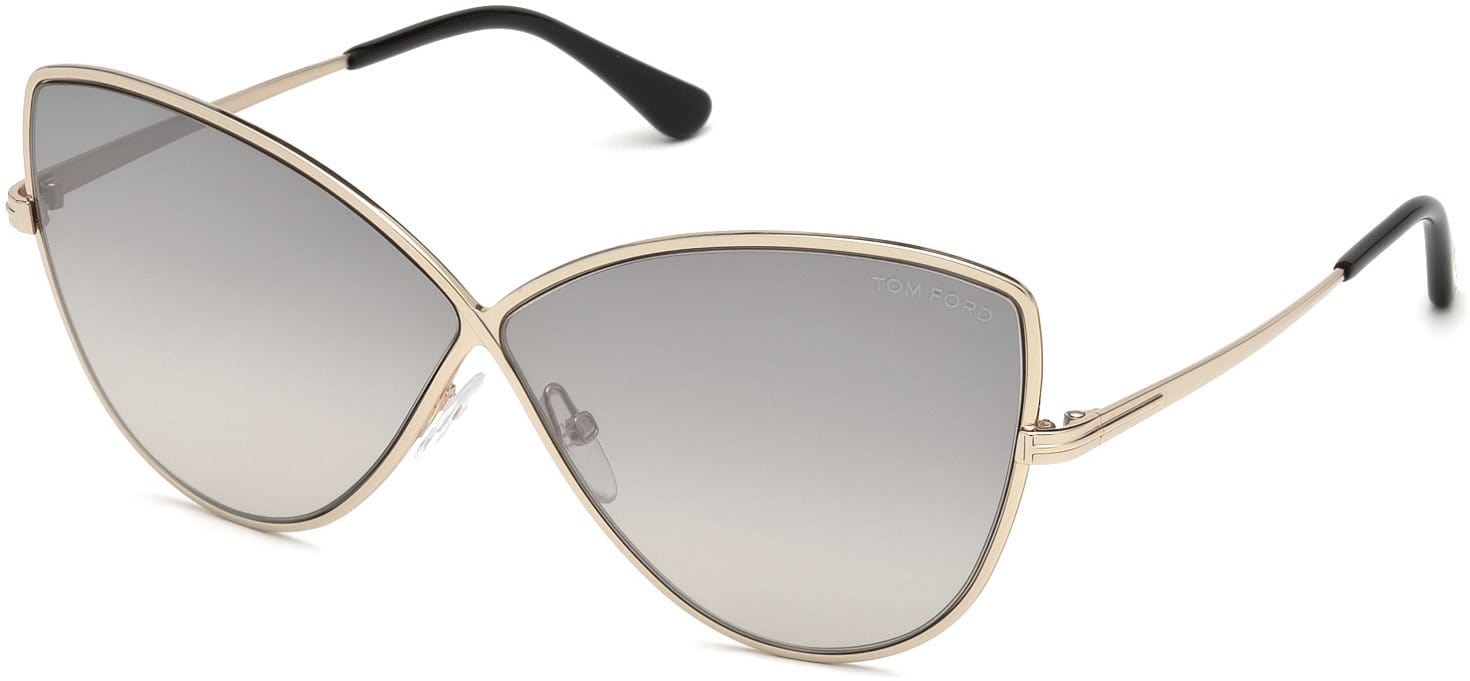 Tom Ford FT0569 Elise-02 Butterfly Sunglasses 28C-28C - Shiny Rose Gold / Smoke Mirror