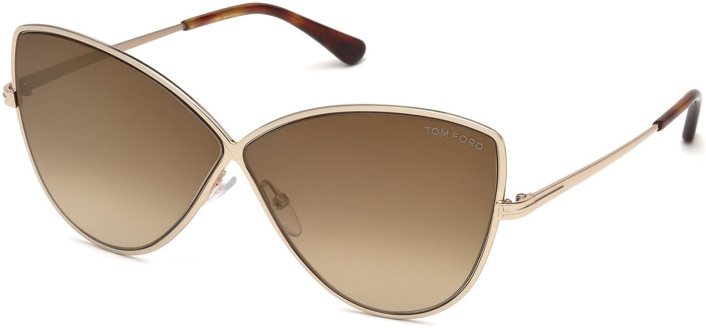 Tom Ford FT0569 Elise-02 Butterfly Sunglasses 28G-28G - Shiny Rose Gold / Brown Mirror