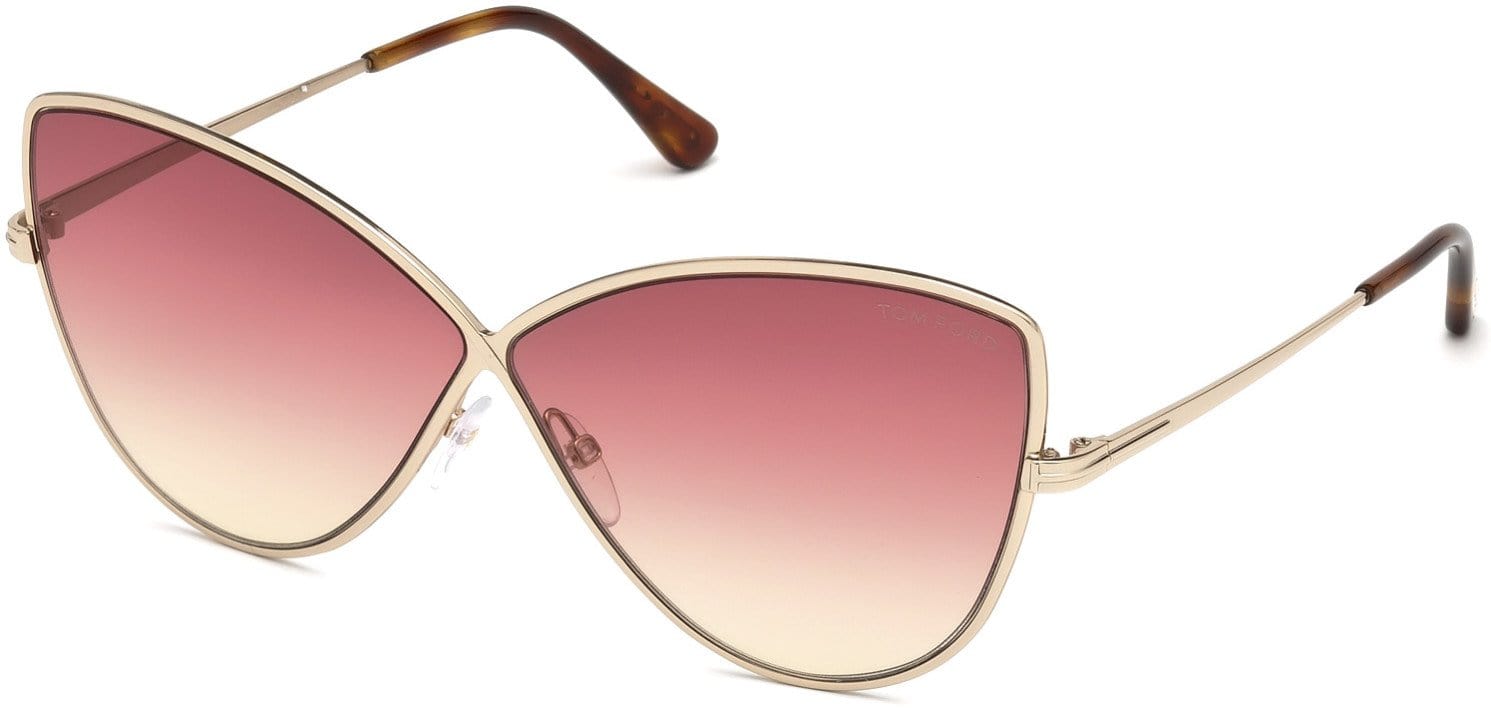 Tom Ford FT0569 Elise-02 Butterfly Sunglasses 28T-28T - Shiny Rose Gold / Gradient Bordeaux
