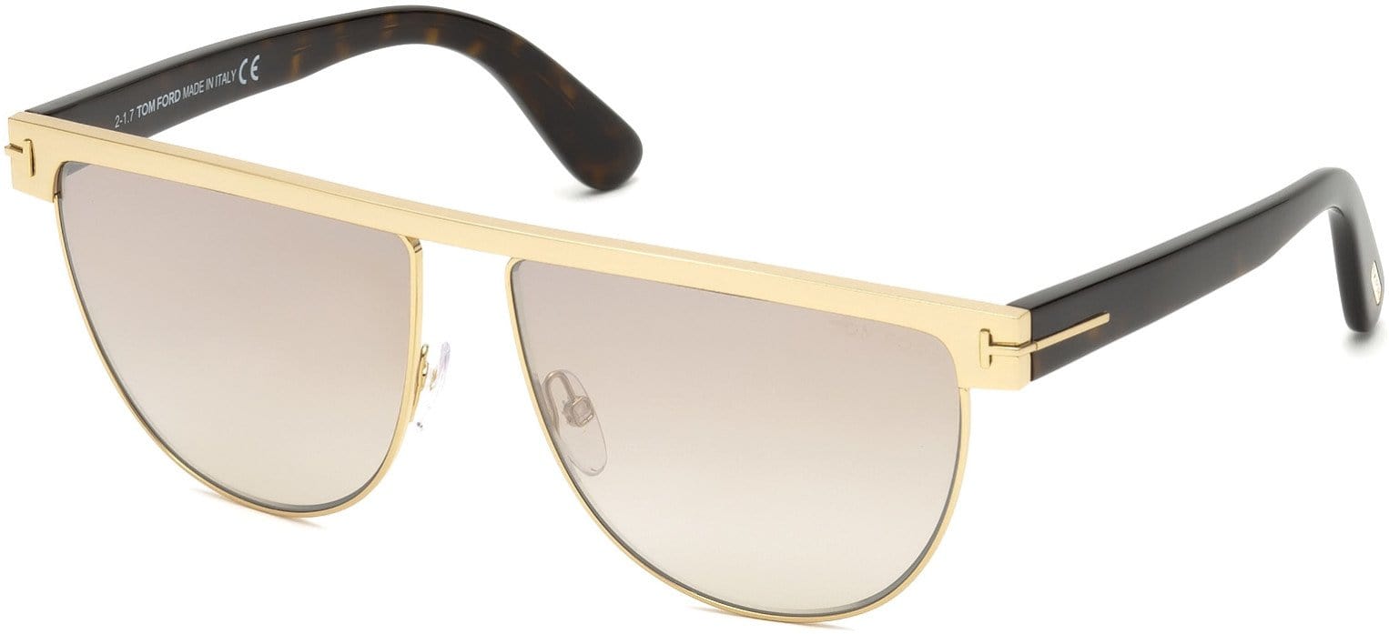 Tom Ford FT0570 Stephanie-02 Geometric Sunglasses 28G-28G - Shiny Rose Gold / Brown Mirror