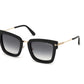 Tom Ford FT0573 Lara-02 Geometric Sunglasses 01B-01B - Shiny Black, Rose Gold/ Gradient Smoke Lenses