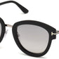 Tom Ford FT0574 Mia-02 Butterfly Sunglasses 14C-14C - Shiny Black, Light Ruthenium/ Gradient Smoke W. Flash Silver Lenses