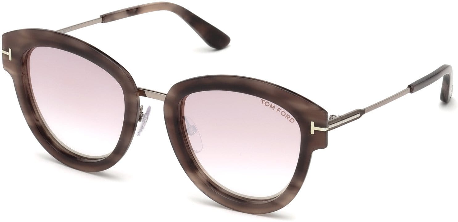 Tom Ford FT0574 Mia-02 Butterfly Sunglasses 55Z-55Z - Pink Havana, Lt. Ruthenium/ Grad. Antique Pink W. Silver Mirror Lenses