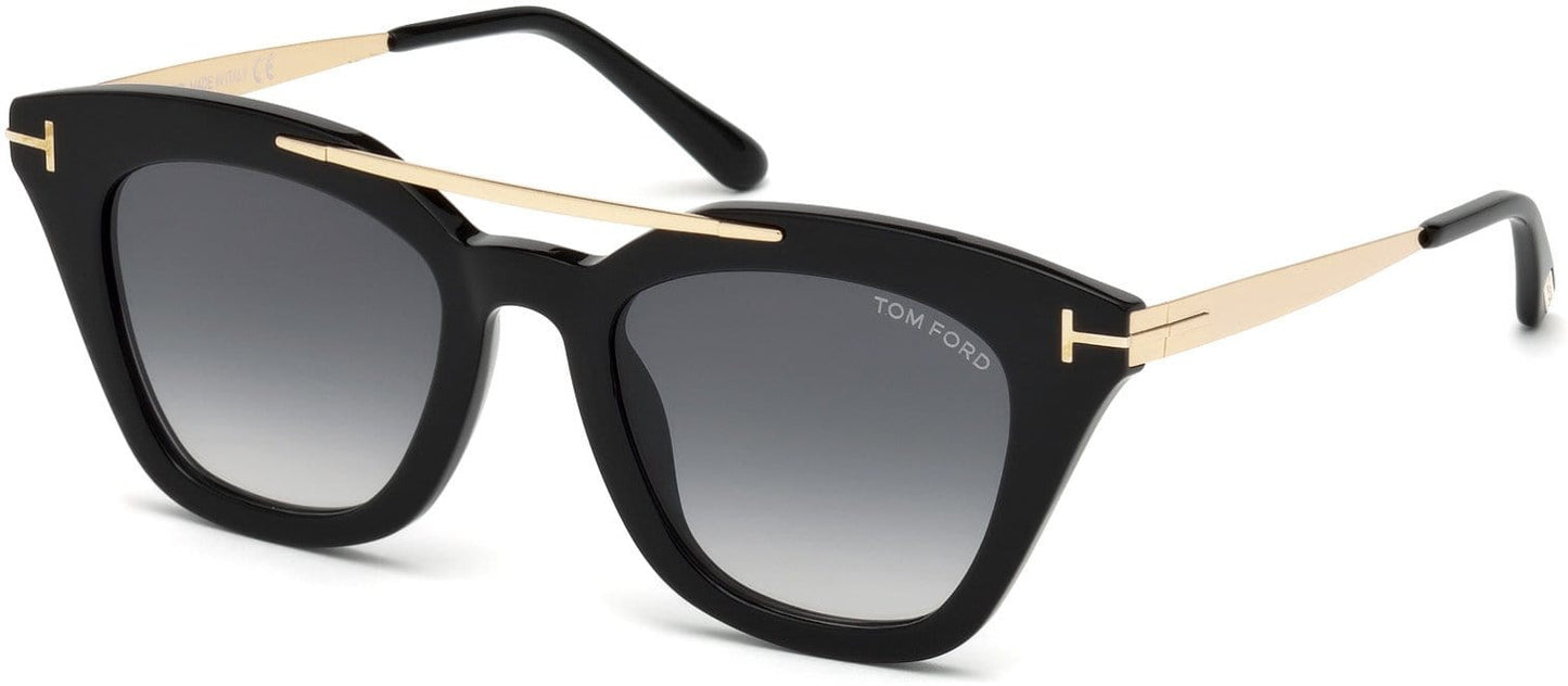 Tom Ford FT0575 Anna-02 Cat Sunglasses 01B-01B - Shiny Black  / Gradient Smoke