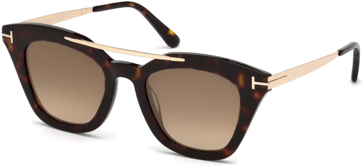 Tom Ford FT0575 Anna-02 Cat Sunglasses 52G-52G - Dark Havana / Brown Mirror